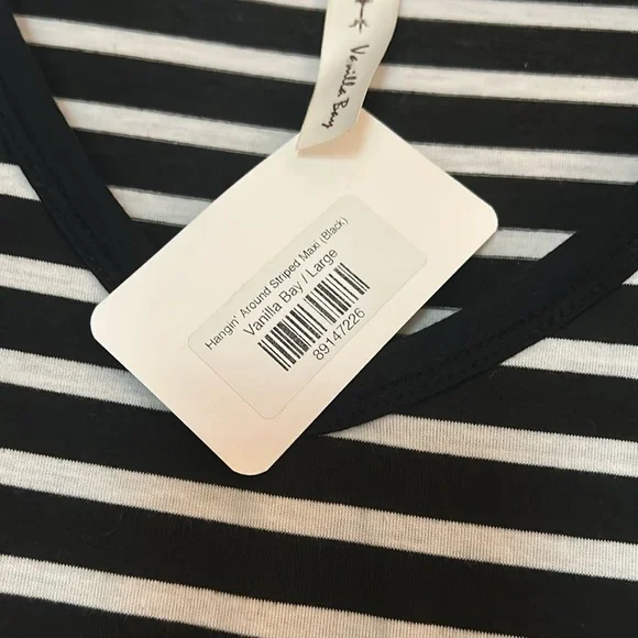 Vanilla Bay Striped Maxi Dress black- large - Picture 5 of 6